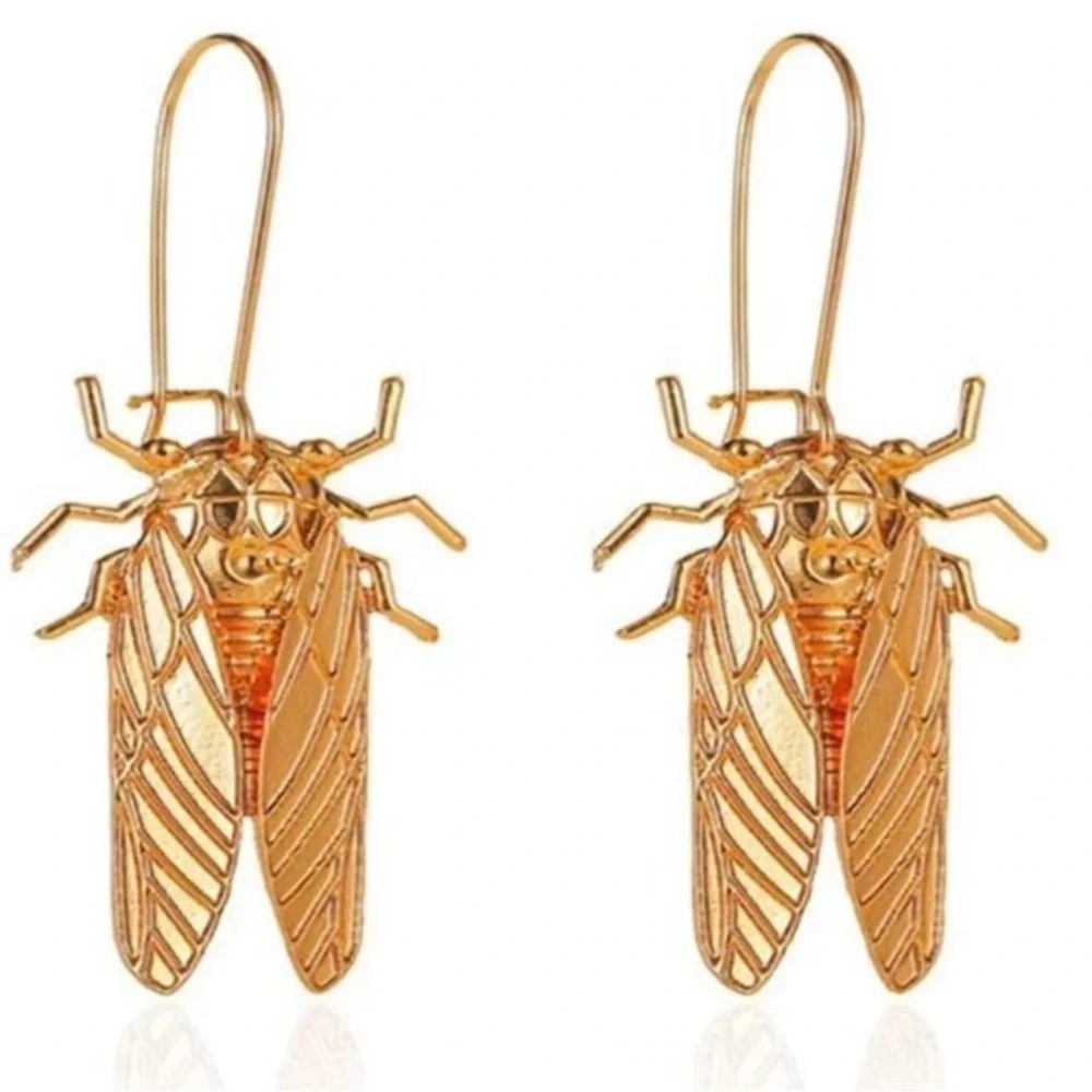 Vintage Egyptian Big Beetle Insect Bugs Earrings - Picture 2 of 16
